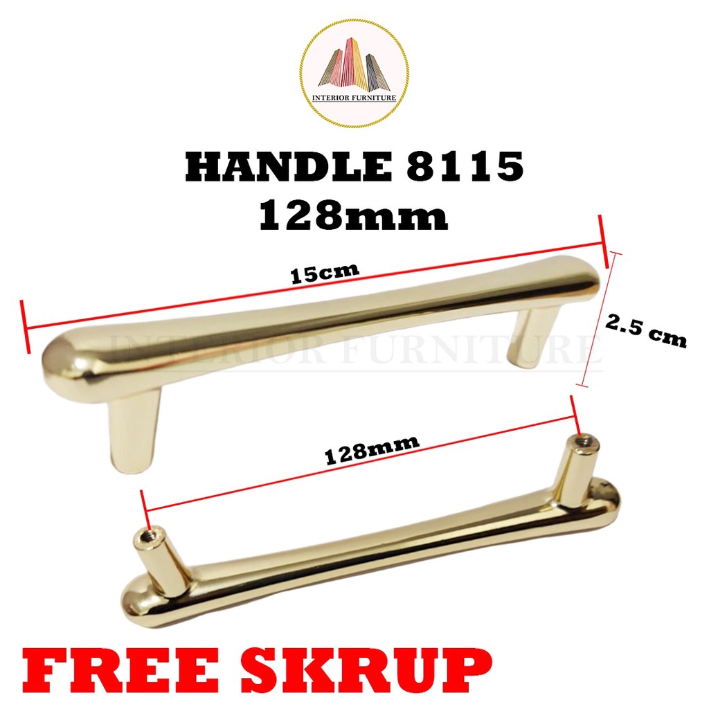 Handle Gold Hitam Handle Emas Hitam Tarikan Laci Minimalis Gagang Pintu Lemari 8103 96 mm &amp; 128 MM.