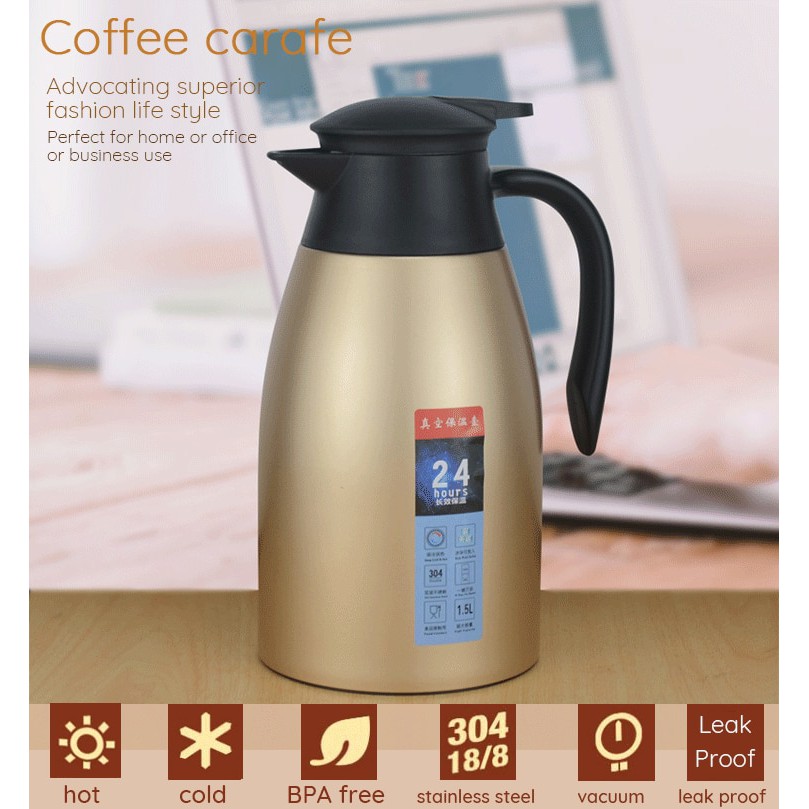 european vacuum jug - sus termos air vacuum stainless steel panas dingin teh kopi 2 liter warna