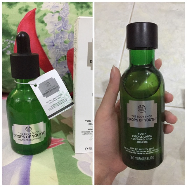 The Body Shop Drop of Youth Concentrate 50 ml dan Essence Lotion 160 ml