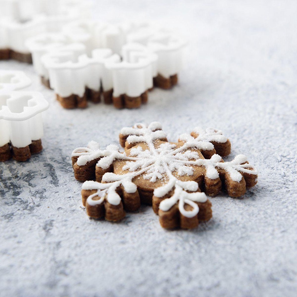 [Elegan] Cetakan Biskuit Fondant Pastry DIY Baking Tools Plunger Snowflake Shaped Dekorasi Natal