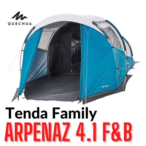 Quechua Tenda Camping Kemah Ground - Arpenaz 4.1 Fresh And Black 4 Orang 1 Ruang Tidur