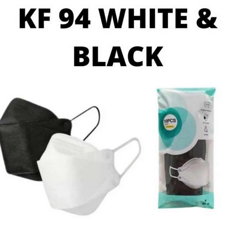 masker kf94 4ply hitam putih isi 10pcs masker Kf 94 hitam putih