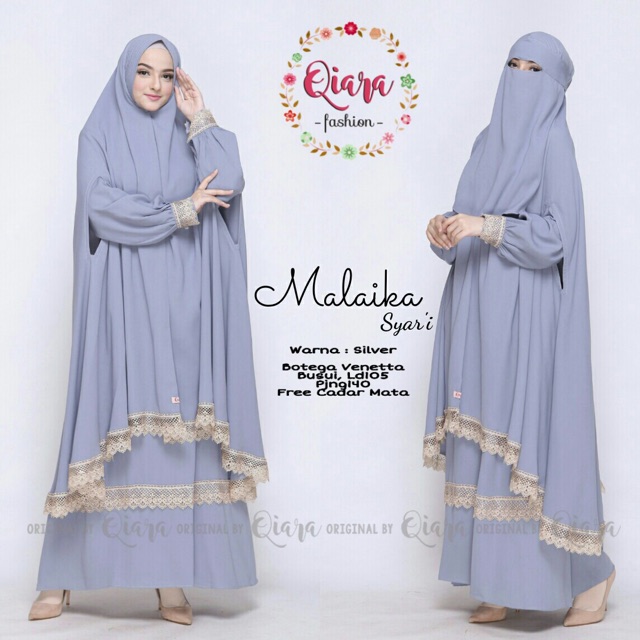 MALAIKA SYARI gamis syari free cadar original qiara fashion original intanaka kanza-3