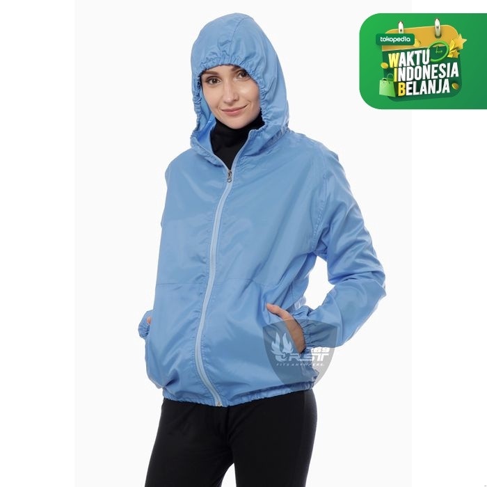 JAKET WANITA PARASUT JOGGING LARI SEPEDA ORIGINAL RST269 - Biru Muda S