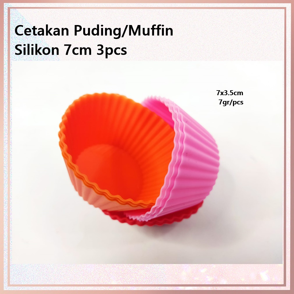 Cetakan Muffin Silikon 7cm Isi 3's