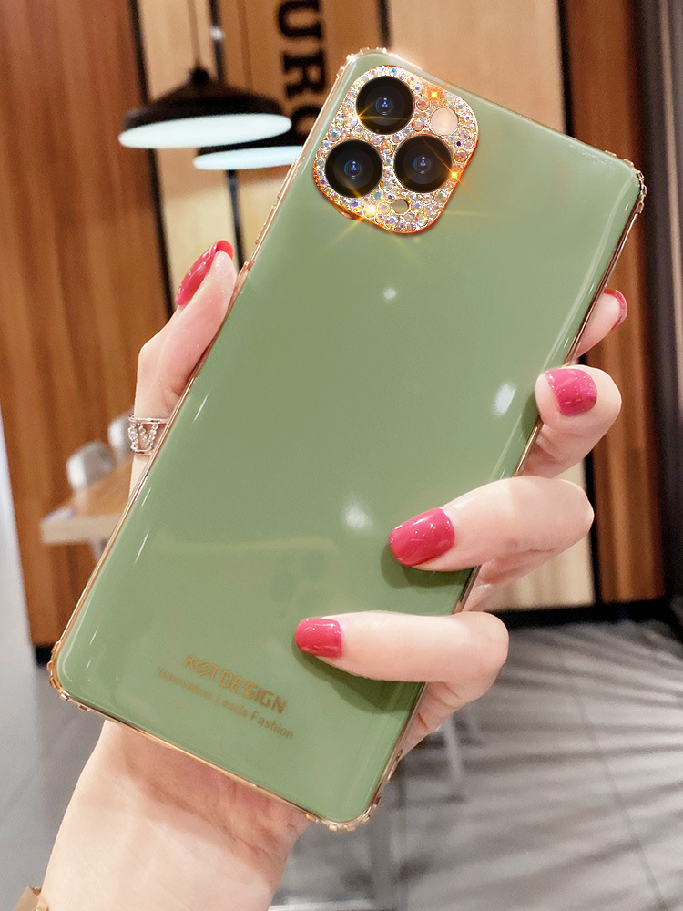 Casing ponsel Berlian imitasi lensa IPhone 11 12 Pro Max Promax 12promax 12pro 11pro Penutup ponsel Pelindung Berlian Anti-drop