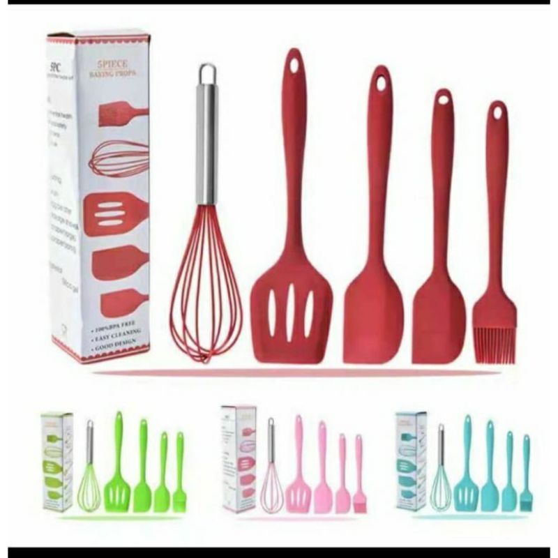 0SPATULA SILICON SET 5 IN 1 KEMASAN DUS ADA 5 WARNA