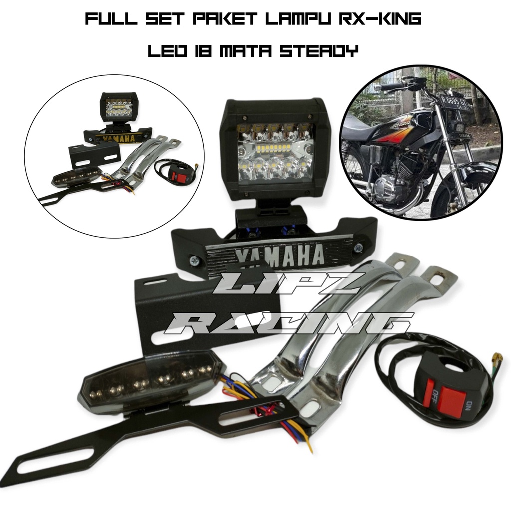 PAKET LAMPU RX-KING KOMPLIT LAMPU LED + STOP LED 3IN1 + BEHEL + FULL SET BREKET YAMAHA + SAKLAR ON/OFF