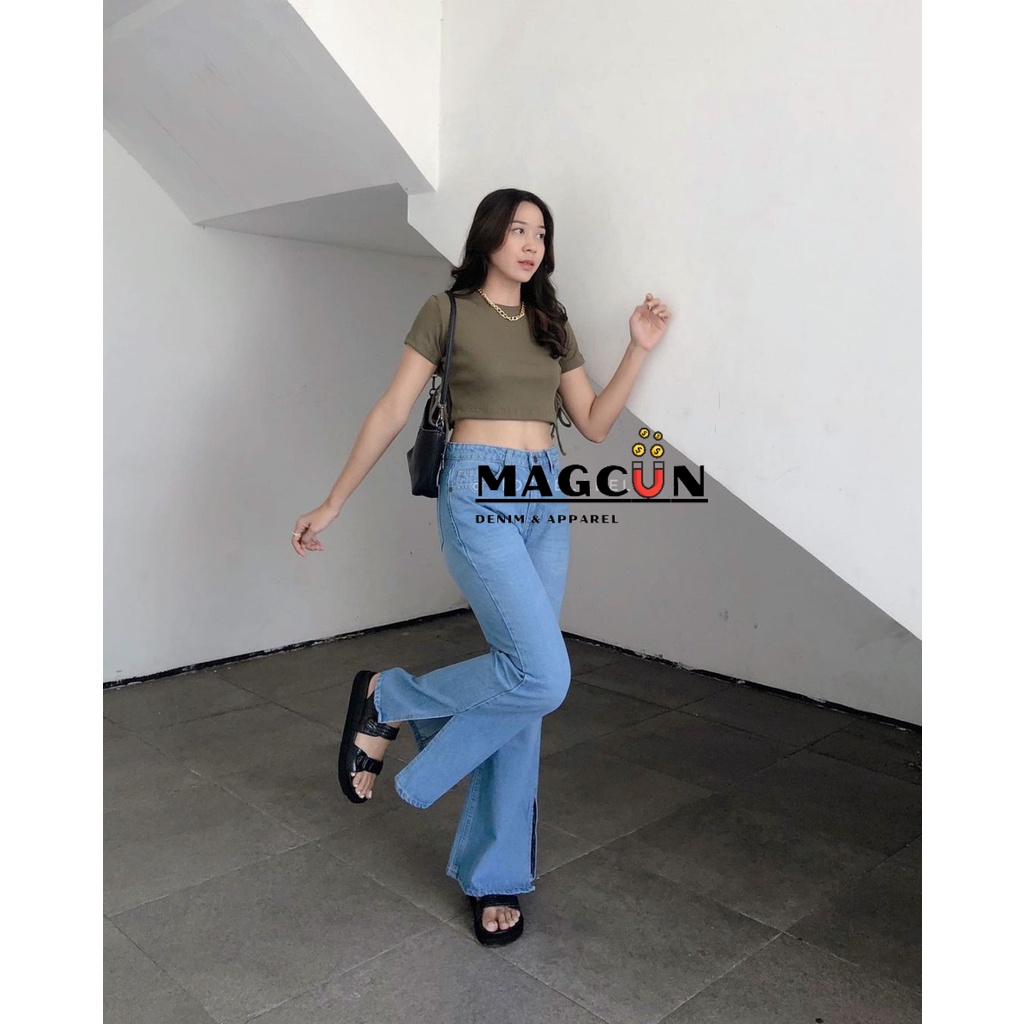 MAGCUN STORE - Celana Highwaist Boyfriend Jeans Wanita - HW Boyfriend Cutbray Christina Boot Cut Size 27 - 34