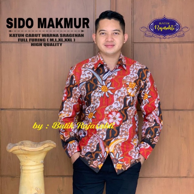 KEMEJA BATIK SIDO MAKMUR FULL FURING KATUN CABUT WARNA SRAGENAN ORI SOLO
