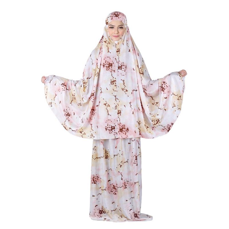 Mukena Sholat Wanita Dewasa Rayon Bali Premium Cantik Adem Putih Kombinasi