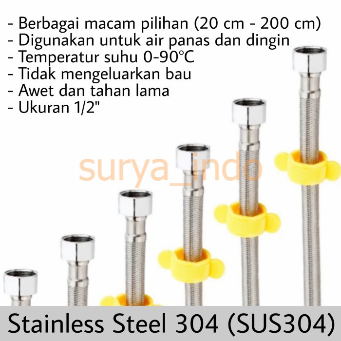 SELANG FLEXIBLE 20 CM - 200 CM PANAS DINGIN WATER HEATER KLOSET SINK