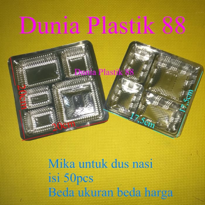 

DP162 isi50PCS MIKA SEKAT PLASTIK dalaman 18x18CM untuk dus kardus box nasi