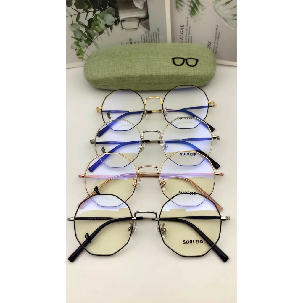 Kacamata Fashion Baca Frame EG56 Anti Radiasi Metal Gaya Retro Untuk Pria / Wanita