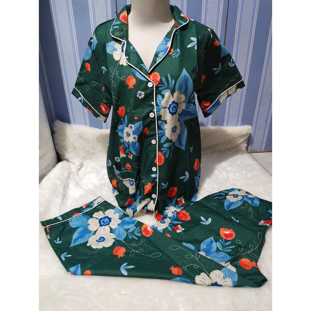 piyama cp baju tidur motif bunga besar bahan katun (1)