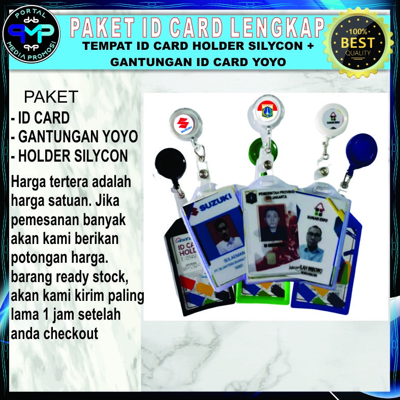 

CETAK ID CARD PAKET LENGKAP + HOLDER SILIKON + GANTUNGAN YOYO DAN LOGO YOYO CUSTOM