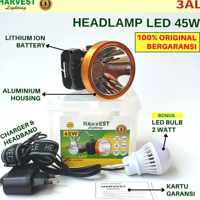 45W,HEADLAMP SENTER KEPALA MULTIGUNA KUALITAS PREMIUM HARVEST LED