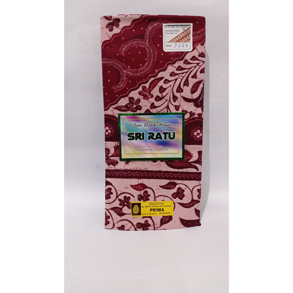 Kain Batik/Kain Bahan Baju/Jarik/Batik Solo Batik Halus Sri Ratu Iskandartex Motif Merak Merah Hati