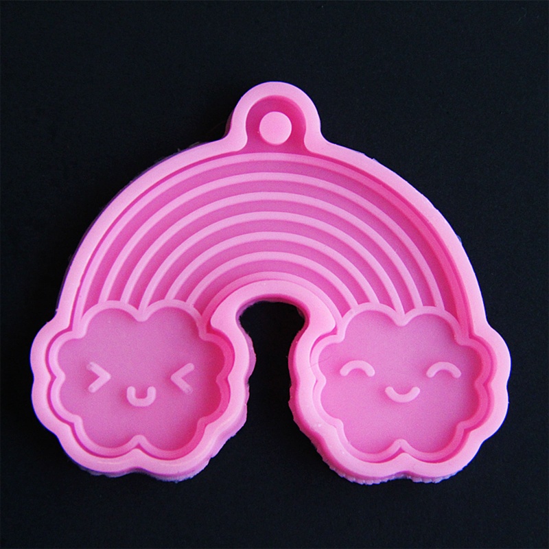 Siy Cetakan Liontin Epoxy Bentuk Awan Pelangi Bahan Silikon Untuk Gantungan Kunci DIY