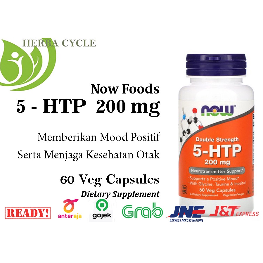 Now Foods 5 HTP 200mg 60 Veg Caps Double Strength Jaga Sistem Syaraf Pusat Mood Positive Now 5 HTP