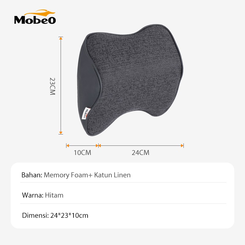 Mobeo Bantal Mobil Sandaran Leher Memory Foam + Katun Linen / Car Neck Pillow Memory Foam