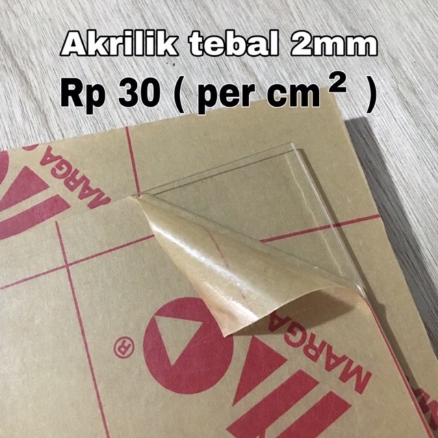 Akrilik Tebal 2mm Bening Harga Rp.30,-/cm Acrylic