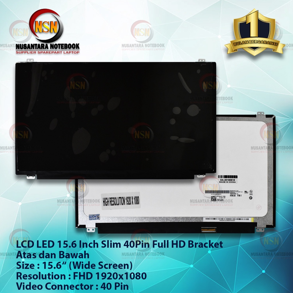 LED LCD LAYAR 15.6 INCH SLIM 40PIN FHD RESOLUSI 1920 X1080