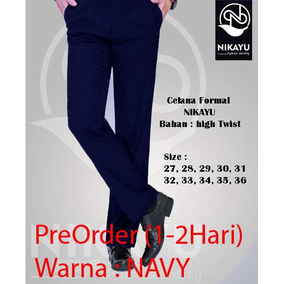 CELANA KERJA FORMAL PRIA WARNA NAVY MODEL SLIMFIT ORIGINAL NIKAYU BAHAN HIGH TWIST PREMIUM