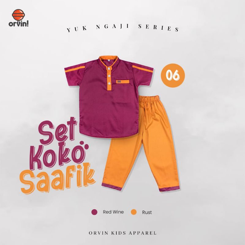 ORVIN KIDS Setelan Koko Anak SAAFIK Warna Red Wine-Rust