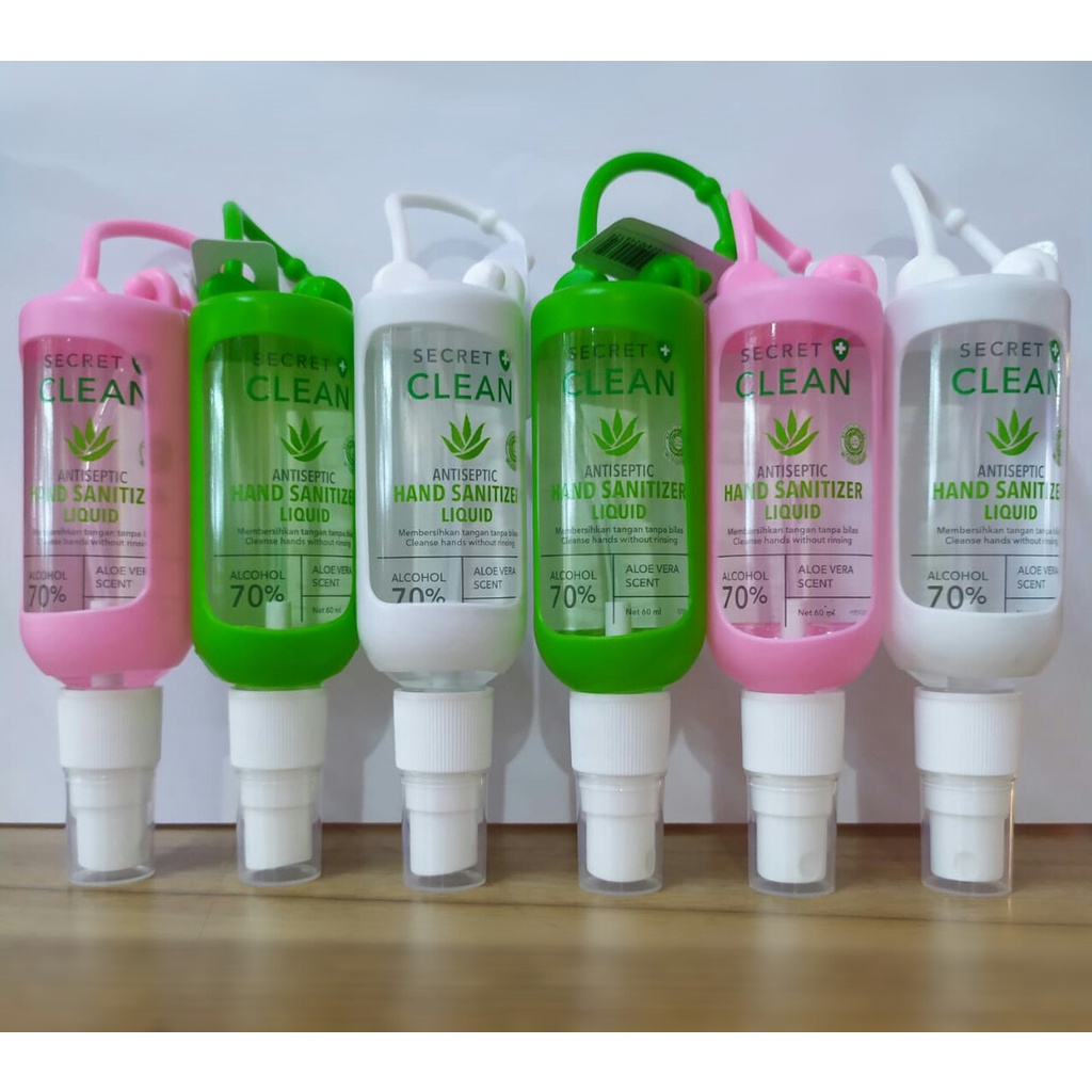 SECRET CLEAN HANDSANITIZER LIQUID 60 ML SPRAY &amp; SILICON