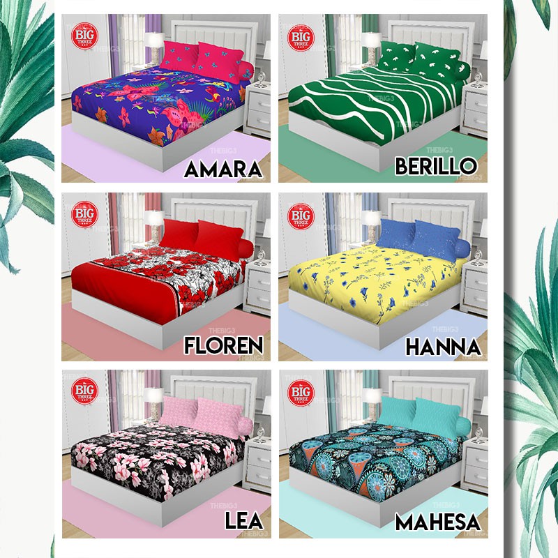 CALIFORNIA Sprei 180x200 4 bantal motif Amara Tiara Azela Varda Raisha Alvia Tevy Hanako Puzzle Erica Moala Mirah Elba Origami Rosa Rosea Vinca Fellie  - 180 King SP B4