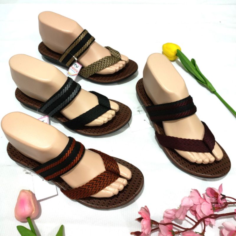 Sandal wanita ban 1 japit garis Felonie SE 01 Turki rajut terbaru murah