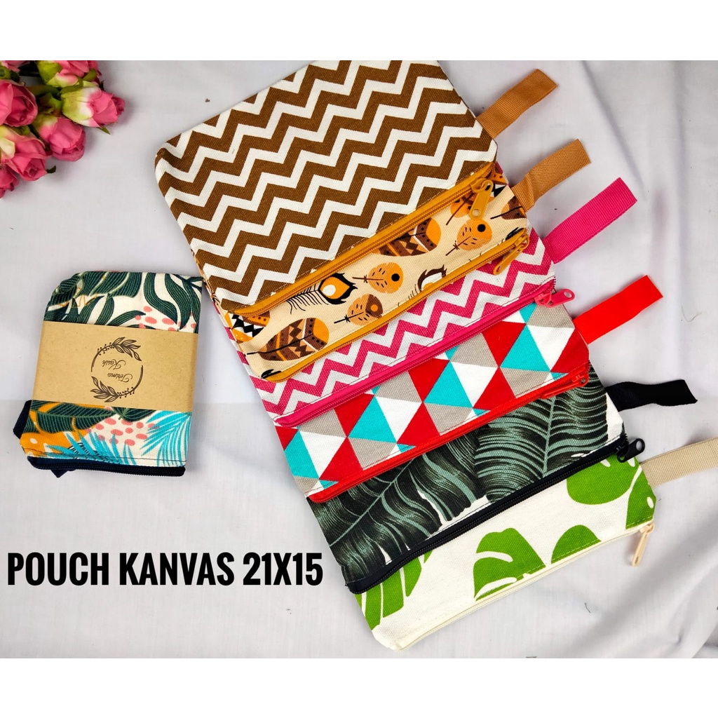SOUVENIR POUCH KANVAS BESAR KEMAS PLASTIK