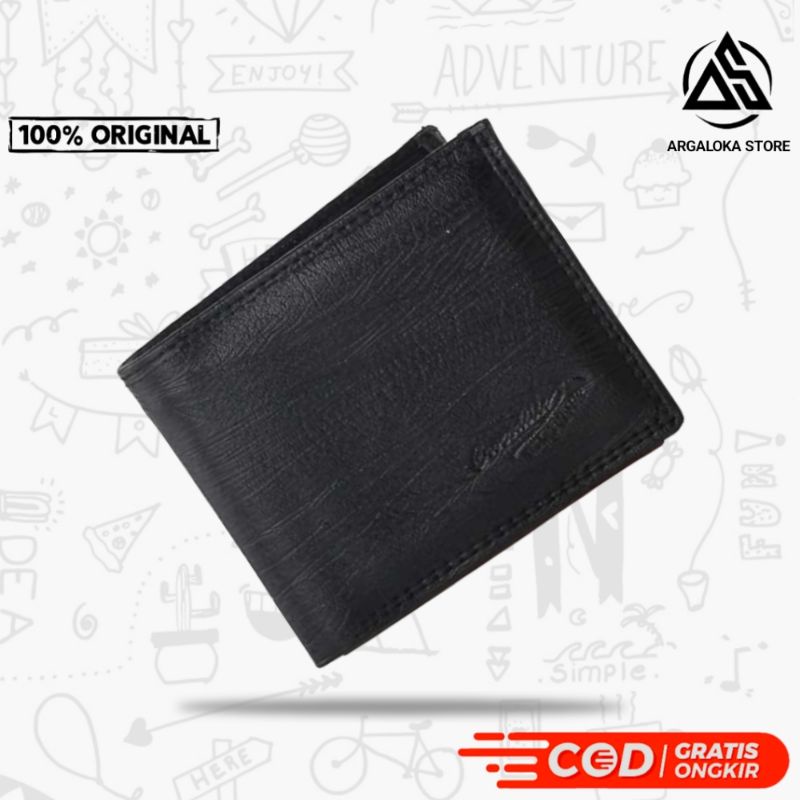 AUTHENTIC Dompet Pria Model Lipat Bahan Kulit Sintetis Asli - Hitam - Coklat Dompet Kartu Terbaik