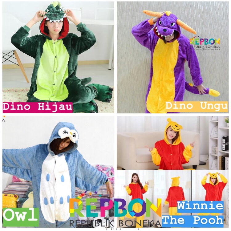 KOSTUM ONESIE DINOSAURUS DINO SAPI TOTORO HARIMAU PIKACHU JERAPAH STITCH SULLEY SINGA KELELAWAR BABY SHARK HIU PIYAMA IMPOR EXTRA LARGE SIZE XL BESAR