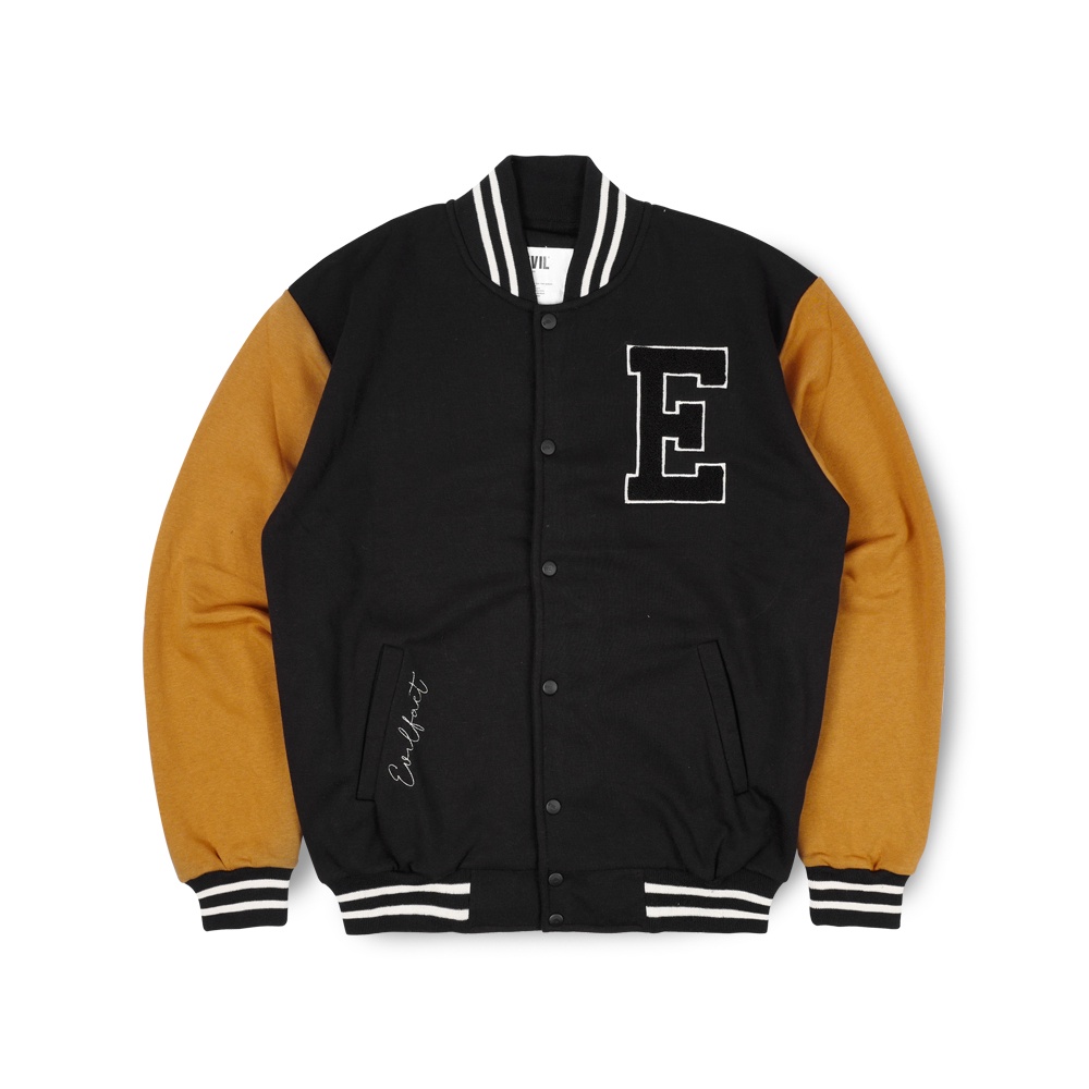 JAKET VARSITY EVIL ARMY | NINE TY NINE BLACK