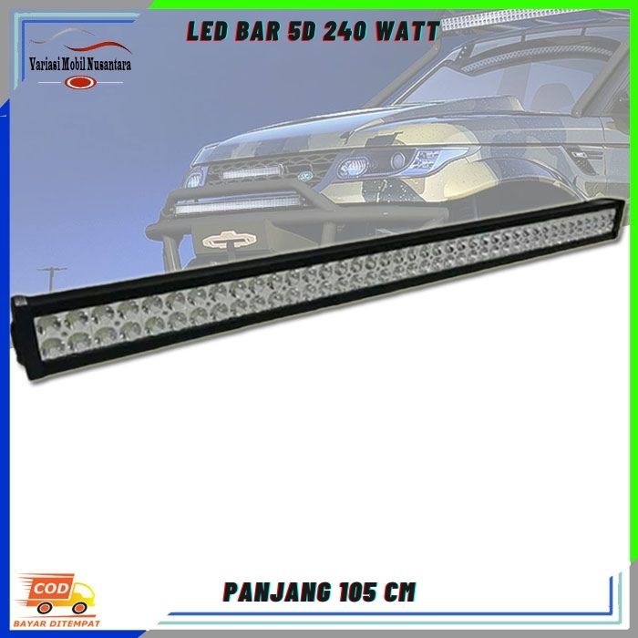 Lampu Led Bar Sorot Depan Variasi Atap Mobil 5D 105 Cm 240 Watt 12/24 Volt