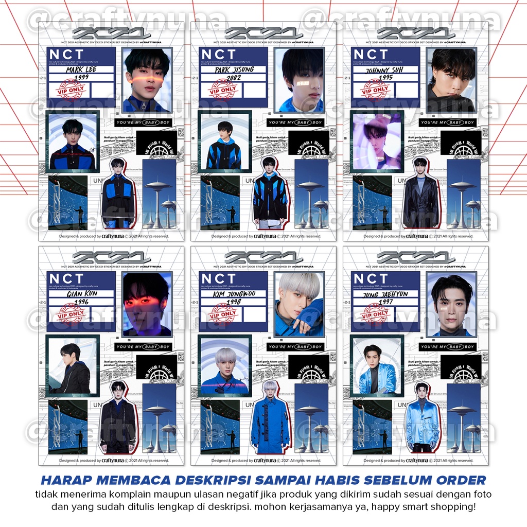 (NC-024) 21 member - NCT 2021 STICKER AESTHETIC DIY SET DECO stiker case hp estetik dream 127 wayv universe journal set