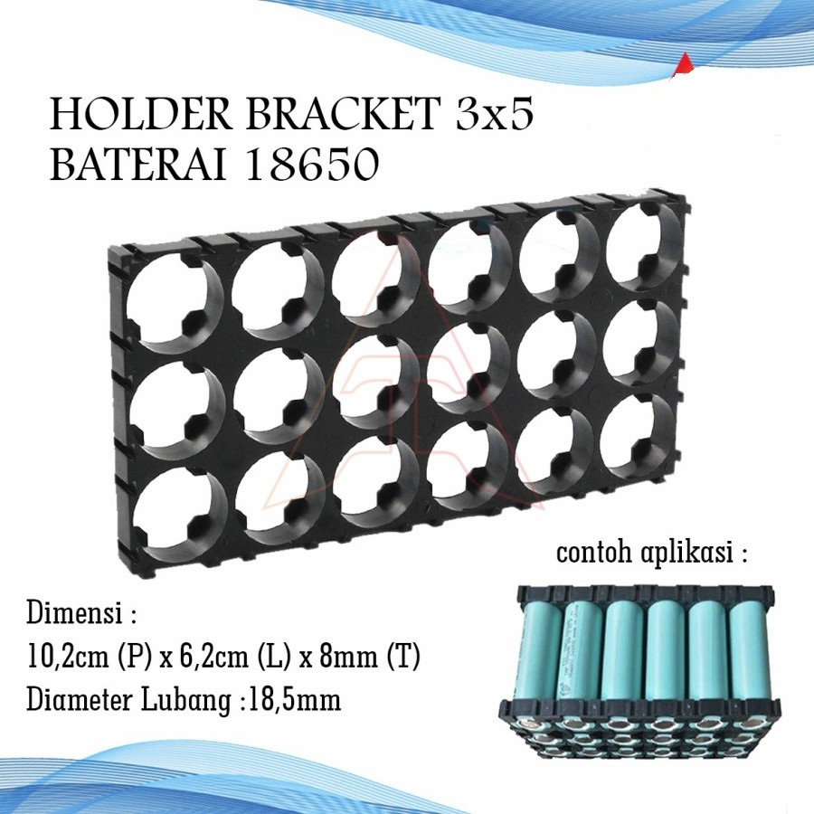 HOLDER BRACKET BRAKET SAMBUNGAN BATERAI BATRE 18650 3x5 TEMPAT BATERE