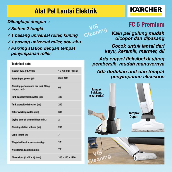 Alat Pel Elektrik Karcher FC 5 Premium White (Hard Floor Cleaner )