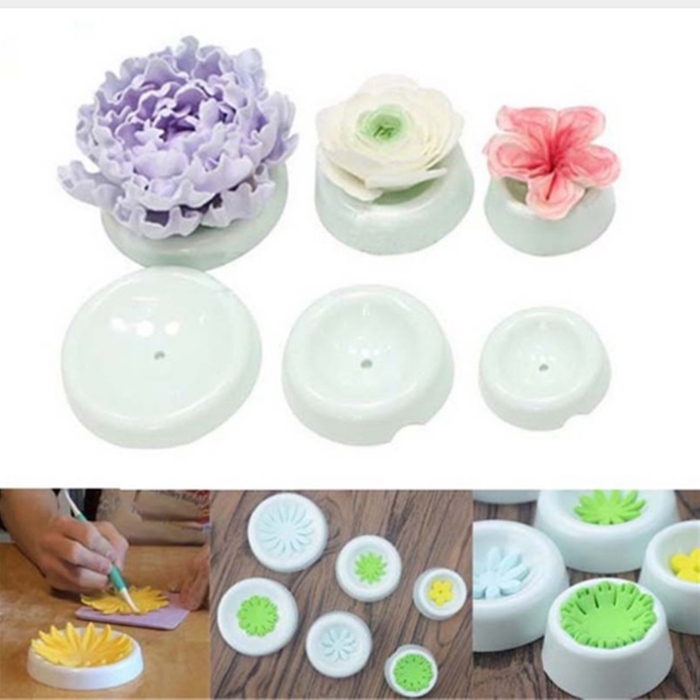 6pcs / set Cetakan Fondant Bentuk Bunga Bahan Plastik Untuk Dekorasi Kue