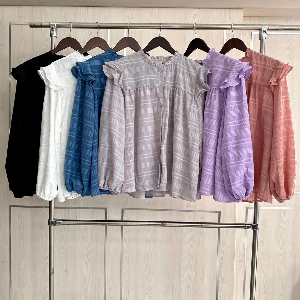 TOP RUFFLE KATUN IMPORT GARIS BY LFY