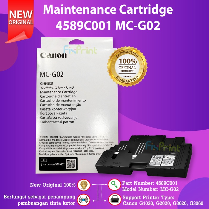 Original Maintenance Cartridge Canon MC-G02 MCG02 Ink Pad Printer G1020 G2020 G3020 G3060 G570 G670