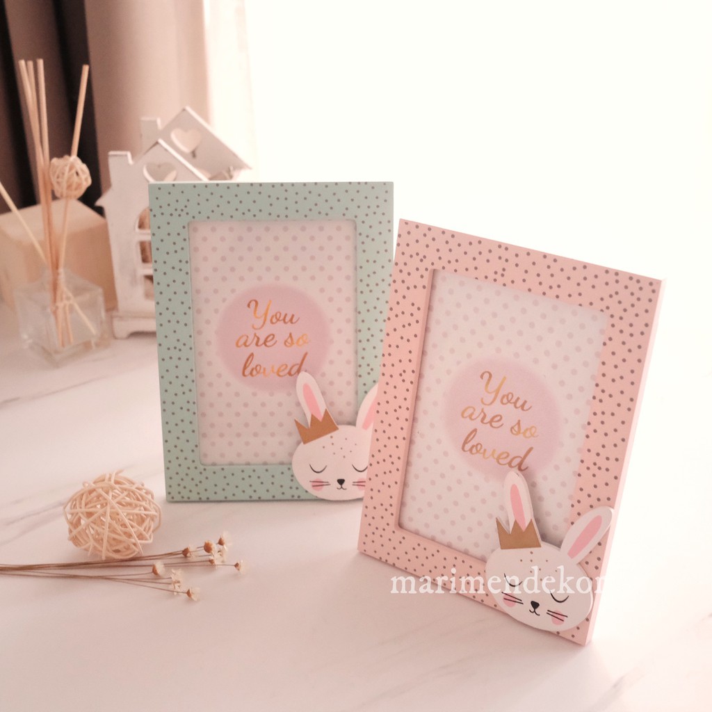 Bingkai Foto Kayu Frame Photo Stylis Lucu Bunny Cute Pigura Tempat Foto Hiasan Meja Pajangan Dinding