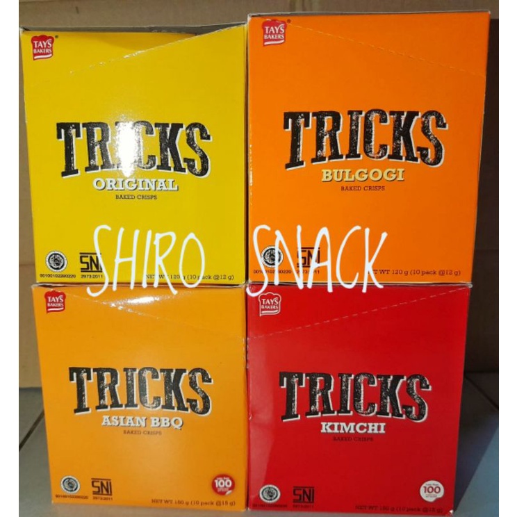 

Biskuit Tricks baked crisps box kemasan sachet isi 10 pcs