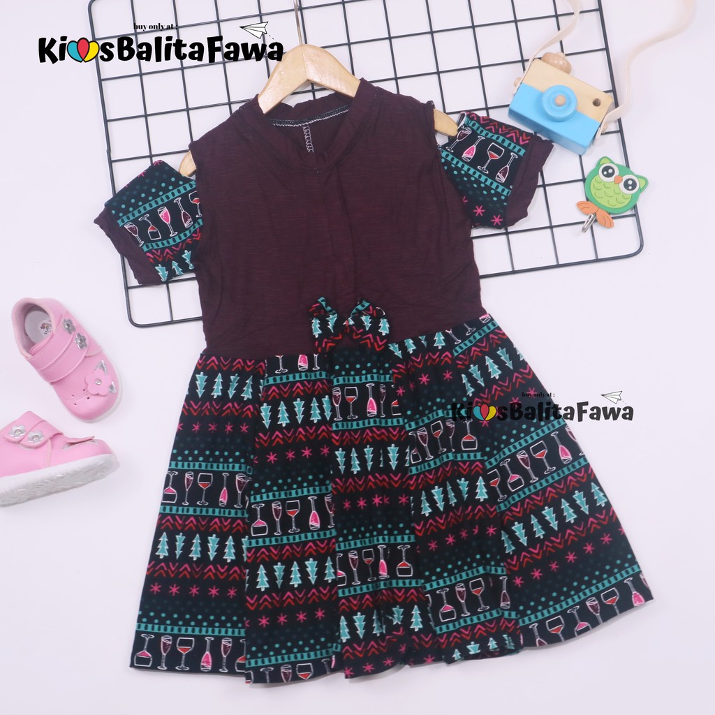 (NATAL) Dress Sabrina uk 4-7 tahun -  Dres Baju Gaun Anak Perempuan Harian Pesta Kids Adem Murah