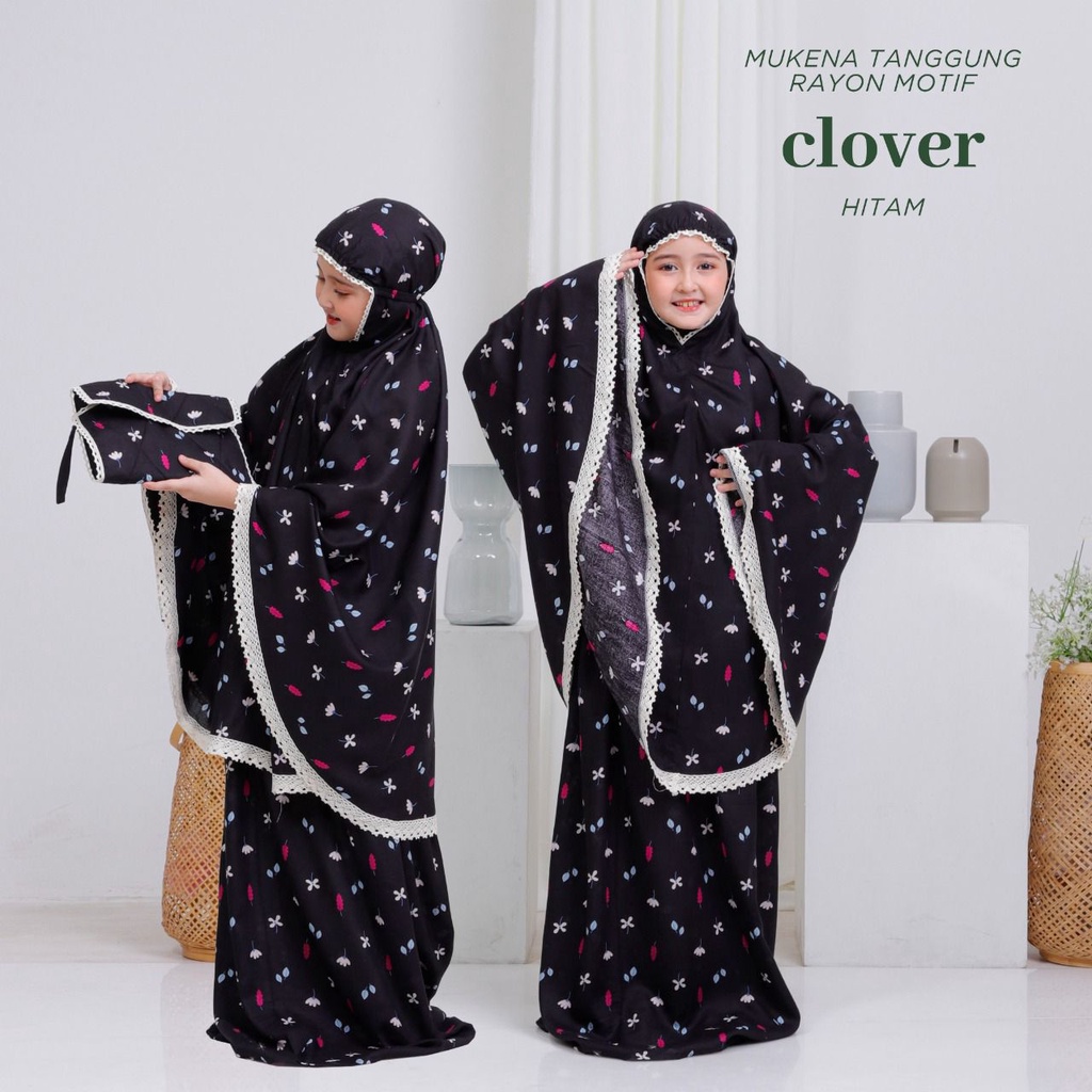 PUSAT MUKENA TASIK - MUKENA RAYON RENDA ANAK TANGGUNG MOTIF CLOVER