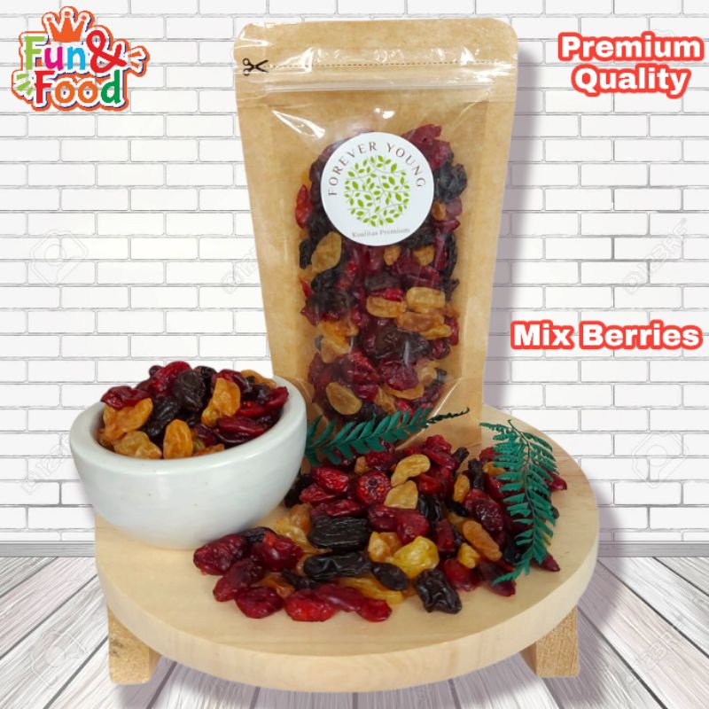 

Superfood Dried Fruit Mixed Berries 3in1 Golden Raisin Black Raisin Cranberry Organik Premium Quality | Healthy Food Terlaris