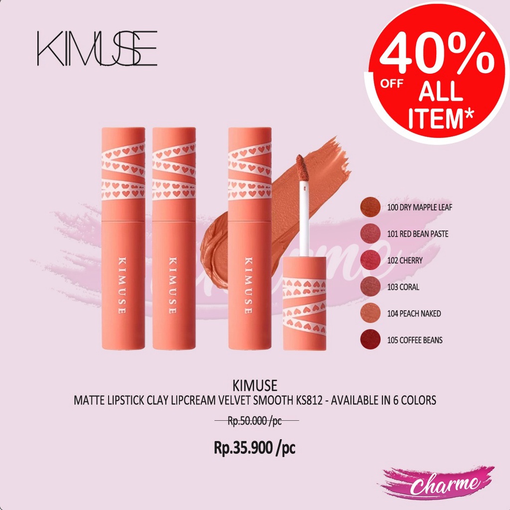 (READY &amp; ORI) Kimuse Matte Lipstick Clay Lip Cream Lipstik KS812 KS 812