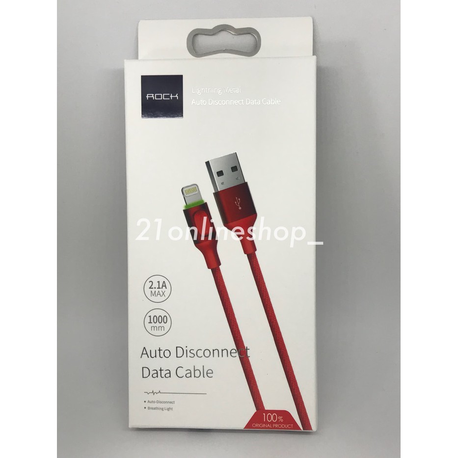 KABEL AUTO DISCONNECT FAST CHARGING ROCK 2,1A IPHONE 1M